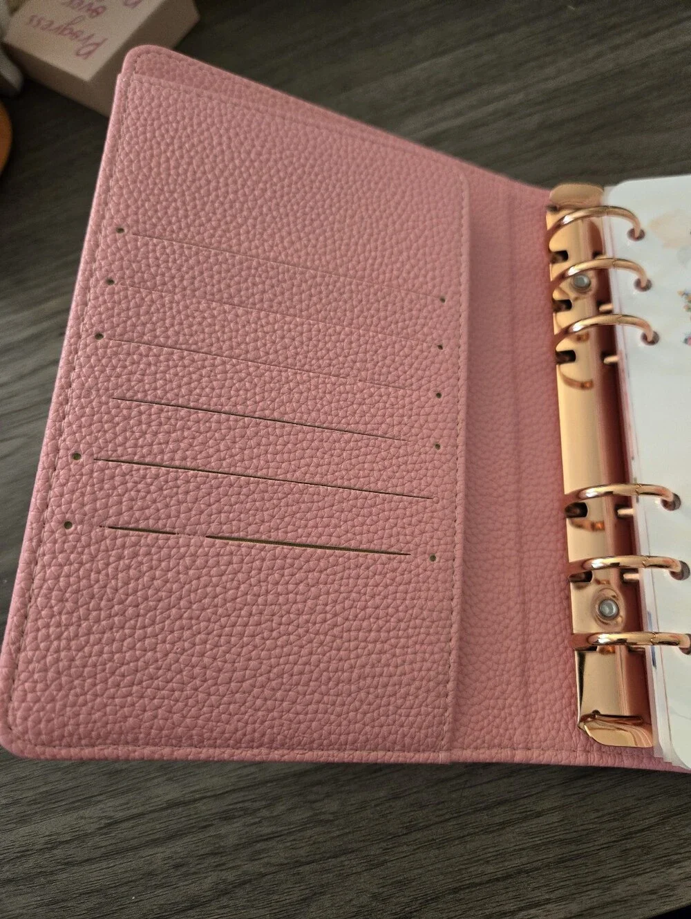 A6 Pink Pebbled Leather Snap Notebook Cover With Savings Challenge
